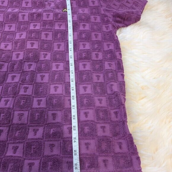 Teddy Fresh Terry Jacquard Men T-Shirt Purple Crew Neck Short Sleeve Men Size S - Picture 7 of 10